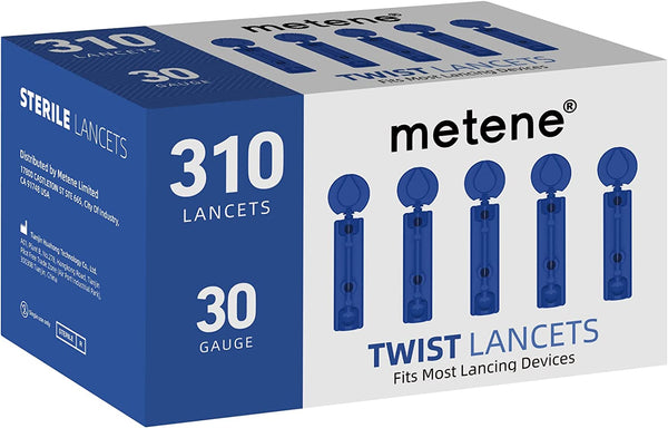 Metene Blood Lancets 310 Count, Disposable Twist Top Lancets for Lancing Devices